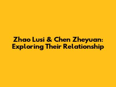 Zhao Lusi & Chen Zheyuan: Exploring Their Relationship
