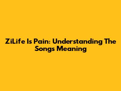ZiLife Is Pain: Understanding The Song's Meaning