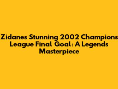 Zidane's Stunning 2002 Champions League Final Goal: A Legend's Masterpiece