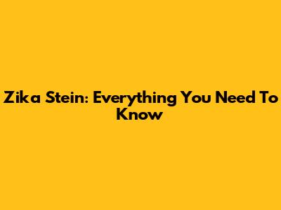 Zika Stein: Everything You Need To Know