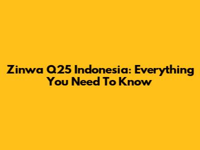 Zinwa Q25 Indonesia: Everything You Need To Know