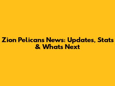 Zion Pelicans News: Updates, Stats & What's Next